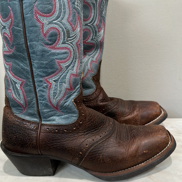 Justin Cowgirl Western Dark Brown Rawhide Boots L7305 Size 7 B Brown,Steel Blue - Picture 4 of 12